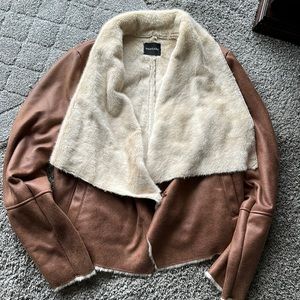 Dolce Cabo faux suede fur coat brown size large